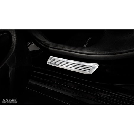 Seuils de portes inoxydable sur mesure pour Mercedes Classe-C W205 2014-2019 & FL 2019-2021 & W206 2021- 2-pièces (portes arrièr