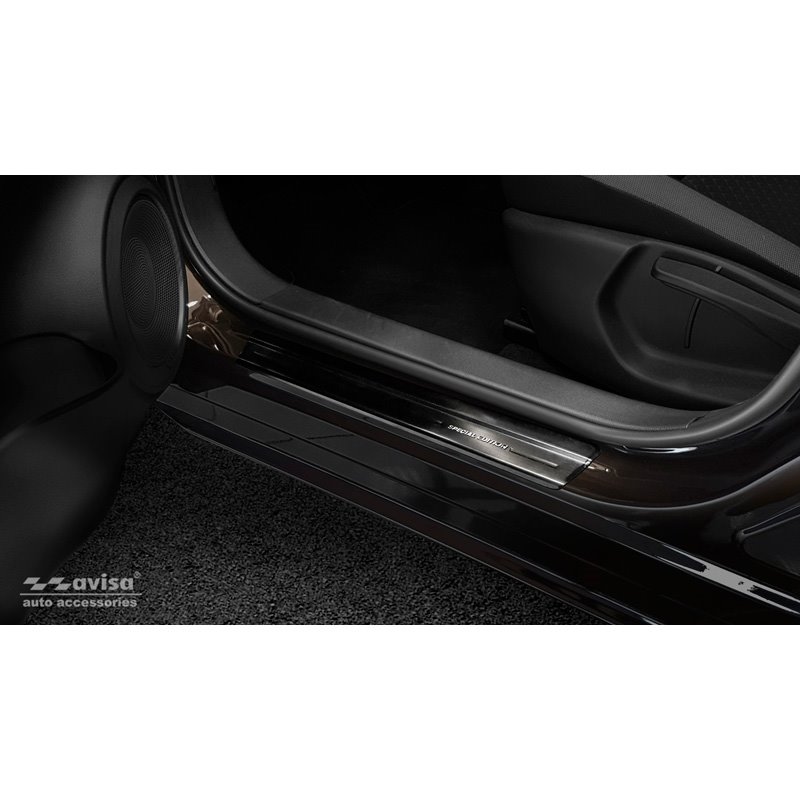Seuils de portes inoxydable noir sur mesure pour Nissan Juke II 2019- 'Special Edition' - 4-pièces