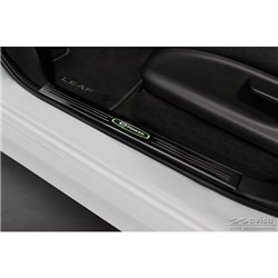 Seuils de portes inoxydable noir luisant sur mesure pour Nissan Leaf II (2E1) 2017-2022 & Facelift 2022- 'E-Power' - 4-pièces