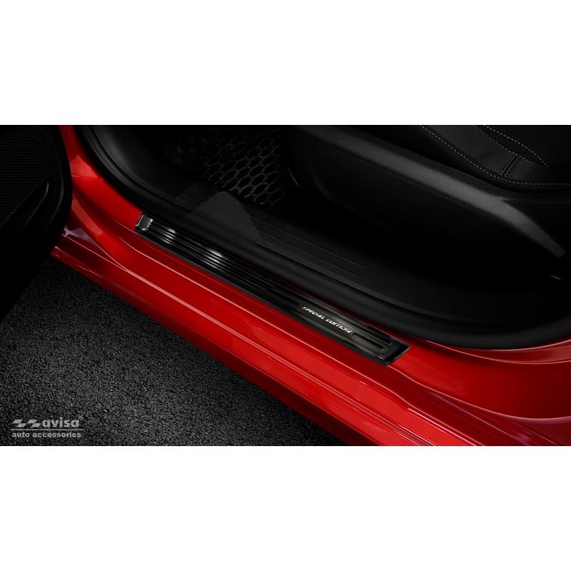 Seuils de portes inoxydable noir sur mesure pour Opel Corsa F HB 5-portes 2019- 'Special Edition' - 4-pièces (excl. Equipment Ul