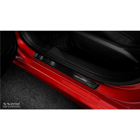 Seuils de portes inoxydable noir sur mesure pour Opel Corsa F HB 5-portes 2019- 'Special Edition' - 4-pièces (excl. Equipment Ul