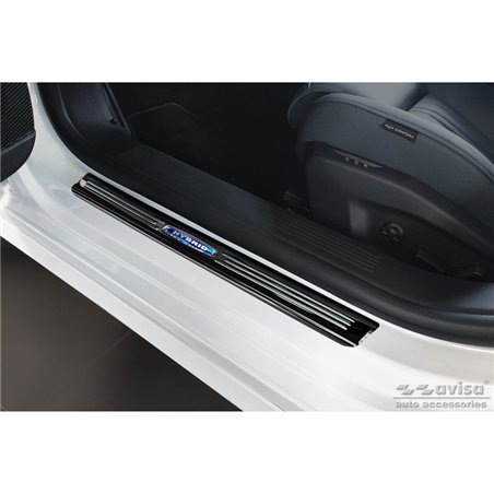 Seuils de portes inoxydable noir sur mesure pour Peugeot 308 III HB & SW 2021- 'Hybrid' - 4-pièces