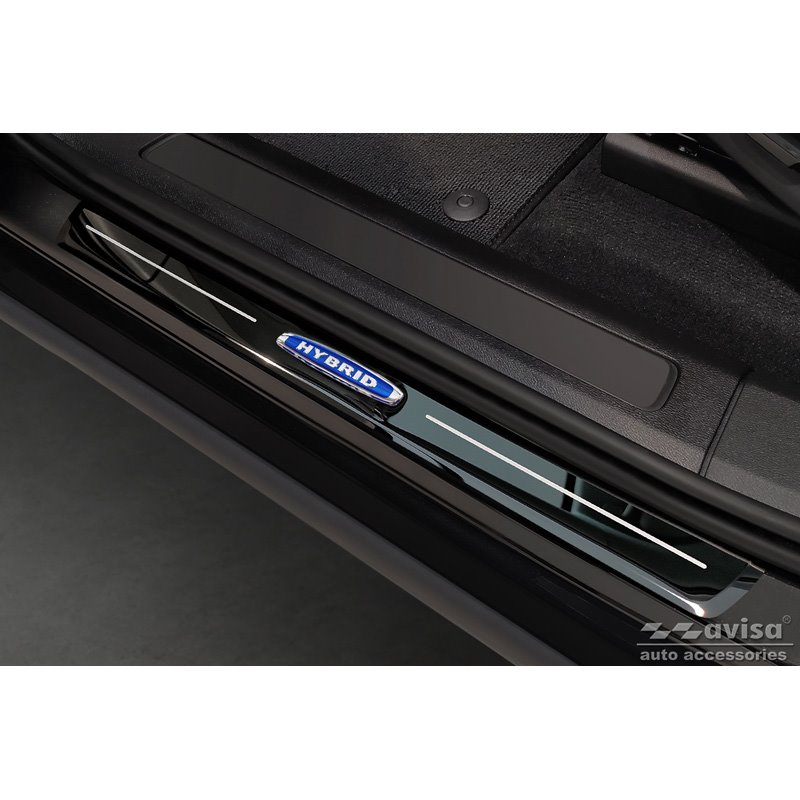 Seuils de portes inoxydable noir luisant sur mesure pour Volvo XC60 II 2017-2021 & Facelift 2021- 'Hybrid' - 4-pièces
