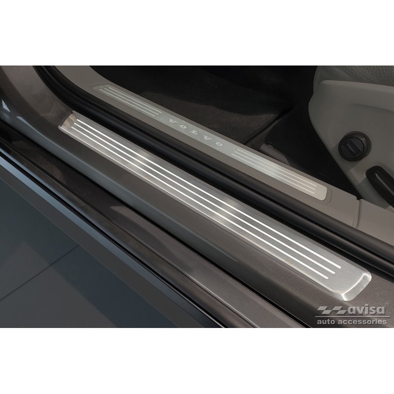 Seuils de portes inoxydable sur mesure pour Volvo V90 & V90 Cross Country 2016- - 'Engraved Lines' - 4-pièces