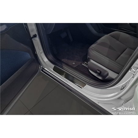 Seuils de portes inoxydable noir sur mesure pour Volvo EX30 2023- - 'Lines' - 4-pièces