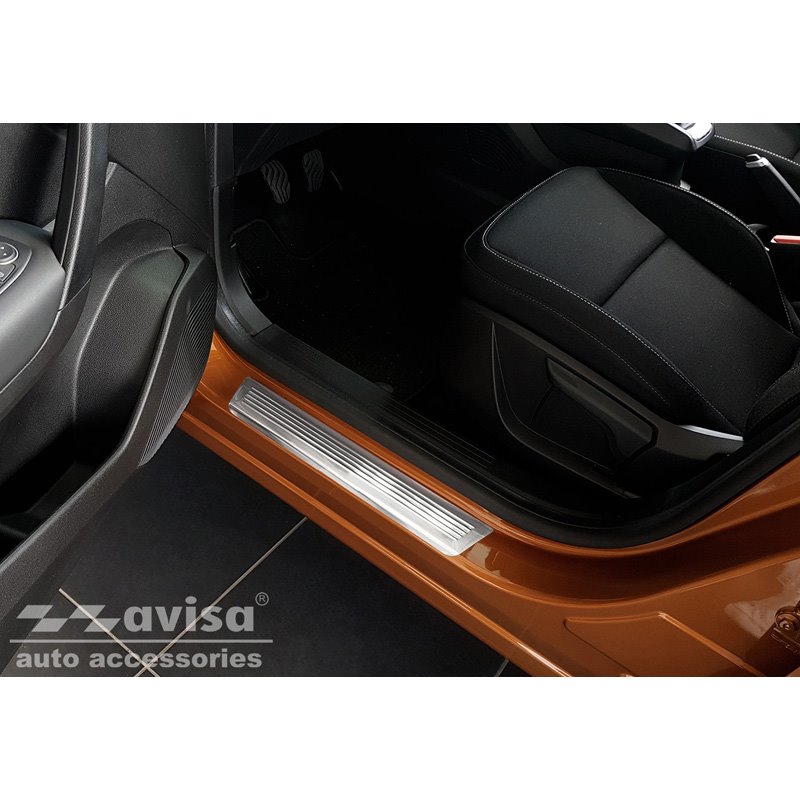 Seuils de portes inox sur mesure pour Renault Captur II 2020- 'Lines' - 4-pièces