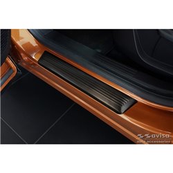 Seuils de portes inox noir sur mesure pour Renault Captur II 2020- & Mitsubishi ASX II 2023- 'Lines' - 4-pièces