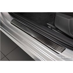 Seuils de portes inoxydable noir sur mesure pour Skoda Octavia IV Sedan/Kombi 2020-2024 & FL 2024- 'Lines' - 4-pièces