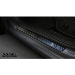 Seuils de portes inoxydable noir sur mesure pour Volkswagen Golf VIII HB/Variant 2020-2024 & FL 2024- Acier Brossé 'Lines' - 4-p