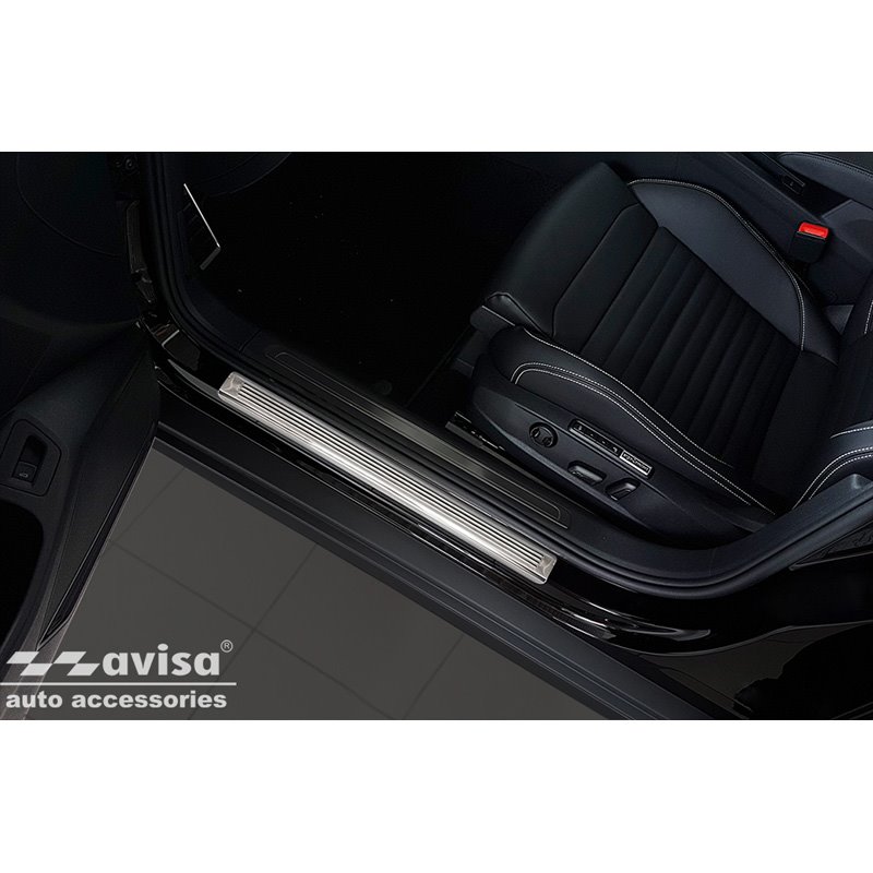 Seuils de portes inoxydable sur mesure pour Volkswagen Passat 3G Sedan/Variant 2014-2023 - 'Lines' - 4-pièces
