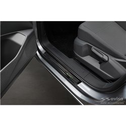 Seuils de portes inoxydable noir luisant sur mesure pour Volkswagen Caddy V 2020- 'E-Power' - 2-pièces
