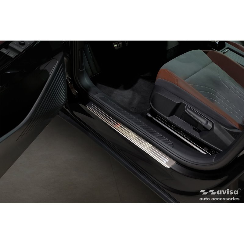 Seuils de portes inoxydable sur mesure pour Volkswagen ID.4 2020 - 'Lines' - 4-pièces