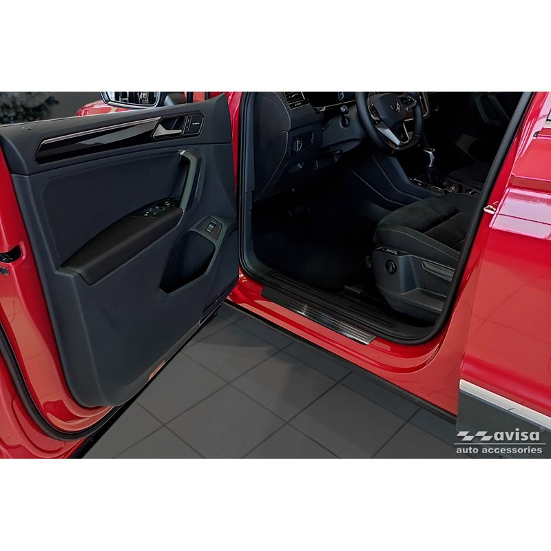 Seuils de portes inoxydable noir sur mesure pour Volkswagen Tiguan II 2016-2020 & FL 2020- incl. Allspace 2017-2020 & FL 2020-20