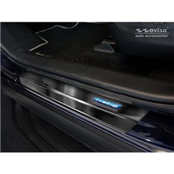 Seuils de portes inoxydable noir sur mesure pour Toyota RAV4 (5th Gen.) 2018- & Suzuki Across 2020- - 'Hybrid' - 4-pièces