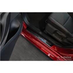 Seuils de portes inoxydable noir sur mesure pour Toyota Yaris IV Hatchback 2020-2024 & Facelift 2024- 'Hybrid' - 4-pièces