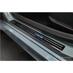 Seuils de portes inoxydable noir sur mesure pour Hyundai Kona 2017-2020 & FL 2020-2023  'Hybrid' - 4-pièces