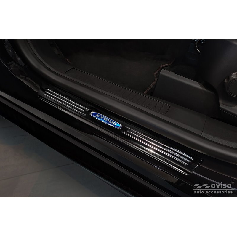 Seuils de portes inoxydable noir sur mesure pour Ford Kuga III 2019-2024 & FL 2024- 'Hybrid' - 4-pièces
