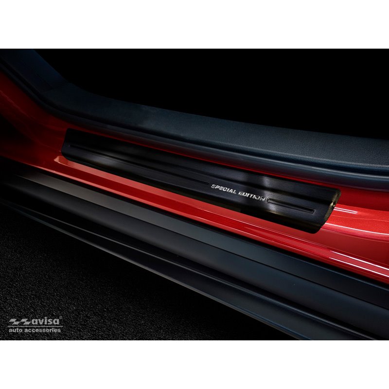 Seuils de portes inox noir sur mesure pour Mazda CX-30 2019- -  Acier Brossé 'Special Edition' 4-pièces