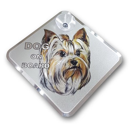 Autocollant AutoTattoo Dog on board - Yorkshire Terrier 11,5x11,5cm