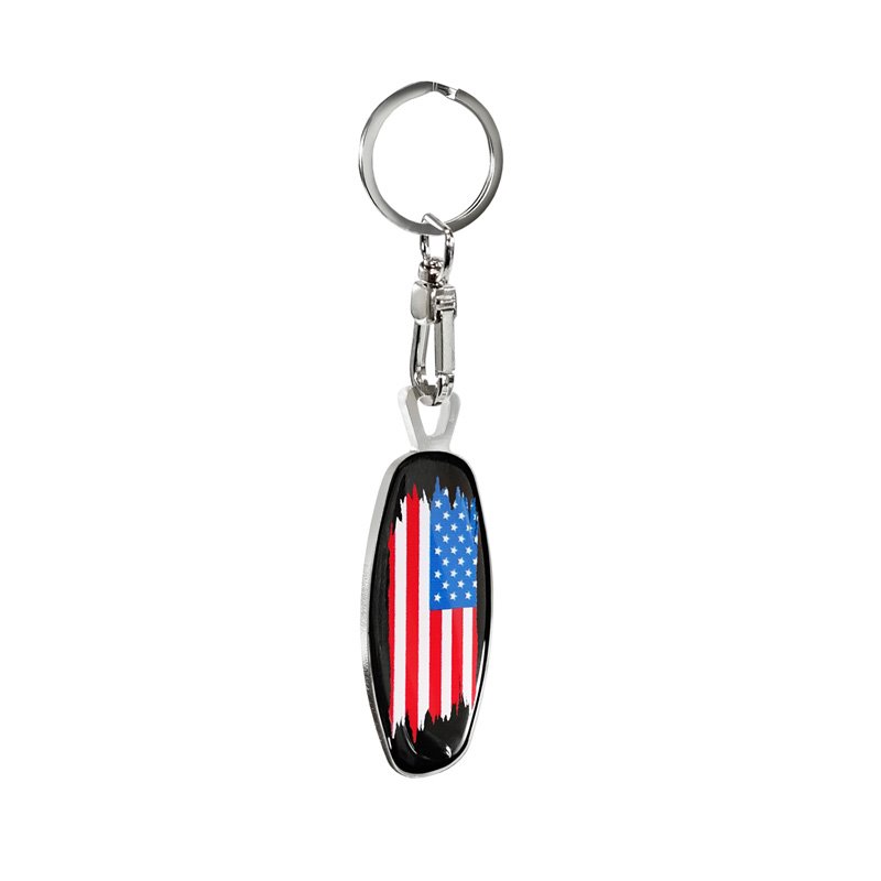 Porte-clés en acier inoxydable - Emblem/ Flag USA+PL