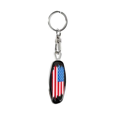 Porte-clés en acier inoxydable - Emblem/ Flag USA+PL