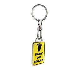 Porte-clés en acier inoxydable - 'Baby On Board'