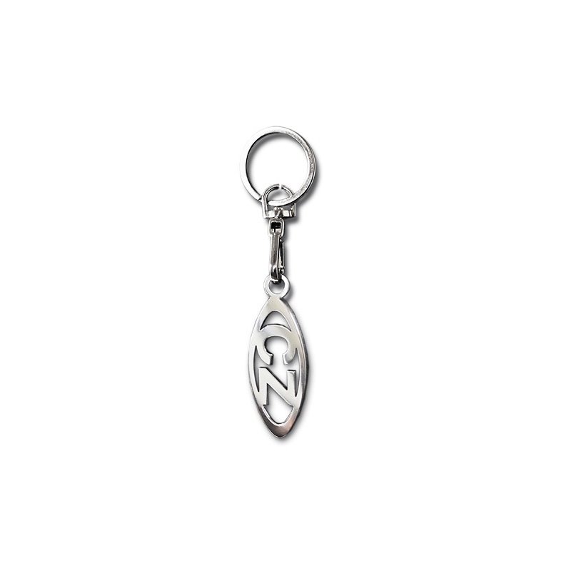 Porte-clés en acier inoxydable - 'CZ' dans une ellipse (Argent)
