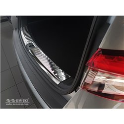 Protection de seuil arrière d'intérieur inox sur mesure pour Skoda Kodiaq 2017-2021 & FL 2021-2024 'Ribs'