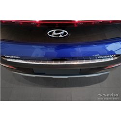 Protection de seuil arrière inox sur mesure pour Hyundai Bayon 2021- 'Ribs'