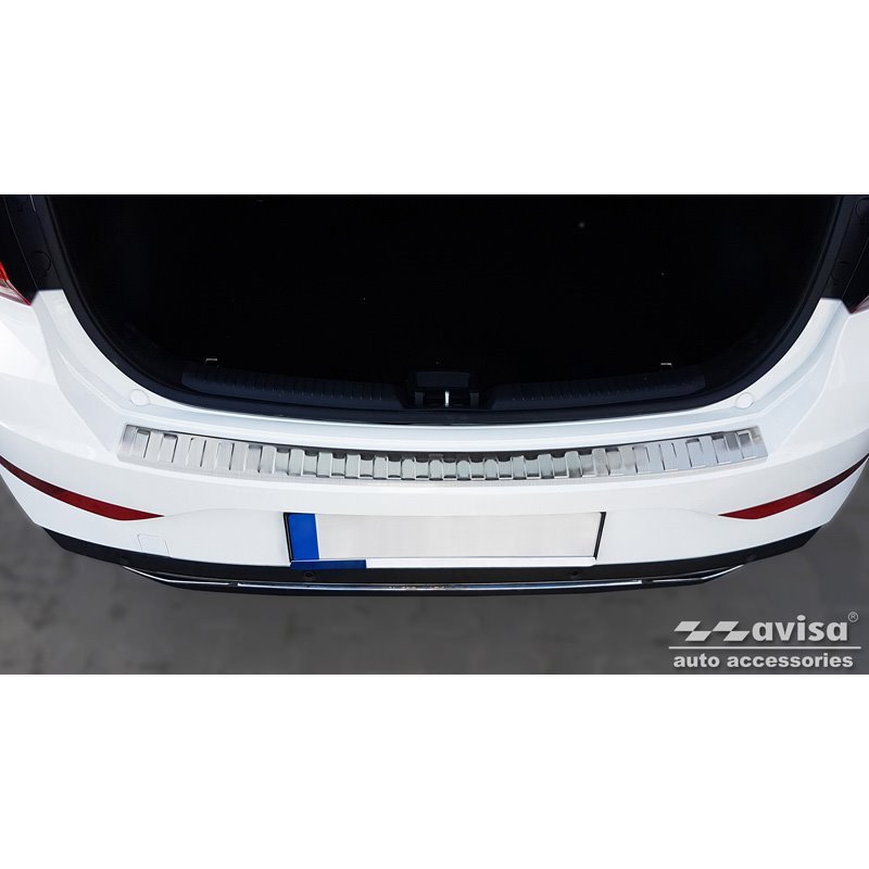 Protection de seuil arrière inox sur mesure pour Hyundai I30 HB 5-portes FL 2020- 'Ribs'
