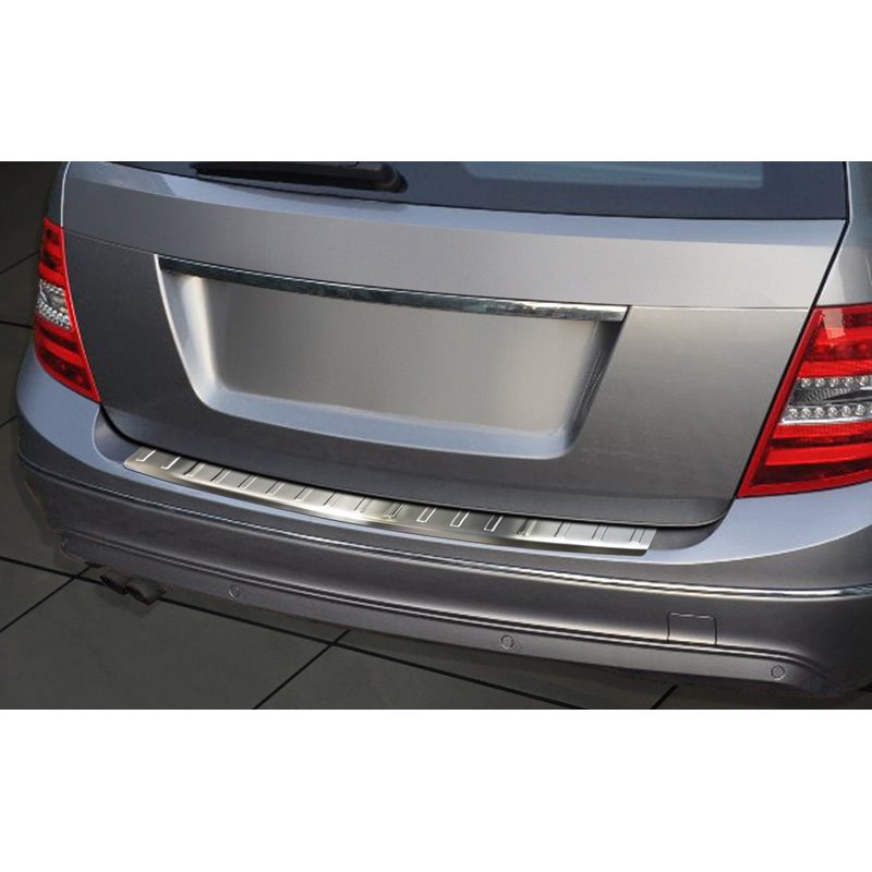 Protection de seuil arrière inox sur mesure pour Mercedes Classe-C W204 Kombi 2011-2014 'Ribs'