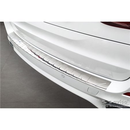Protection de seuil arrière inox sur mesure pour BMW X5 F15 2013-2018 avec Pacquet-M 'Ribs' Protection de seuil arrière inox sur mesure pour BMW X5 F15 2013-2018 avec Pacquet-M 'Ribs'