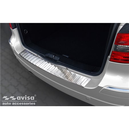 Protection de seuil arrière inox sur mesure pour Mercedes Classe-B W245 2005-2008 'Ribs' Protection de seuil arrière inox sur mesure pour Mercedes Classe-B W245 2005-2008 'Ribs'