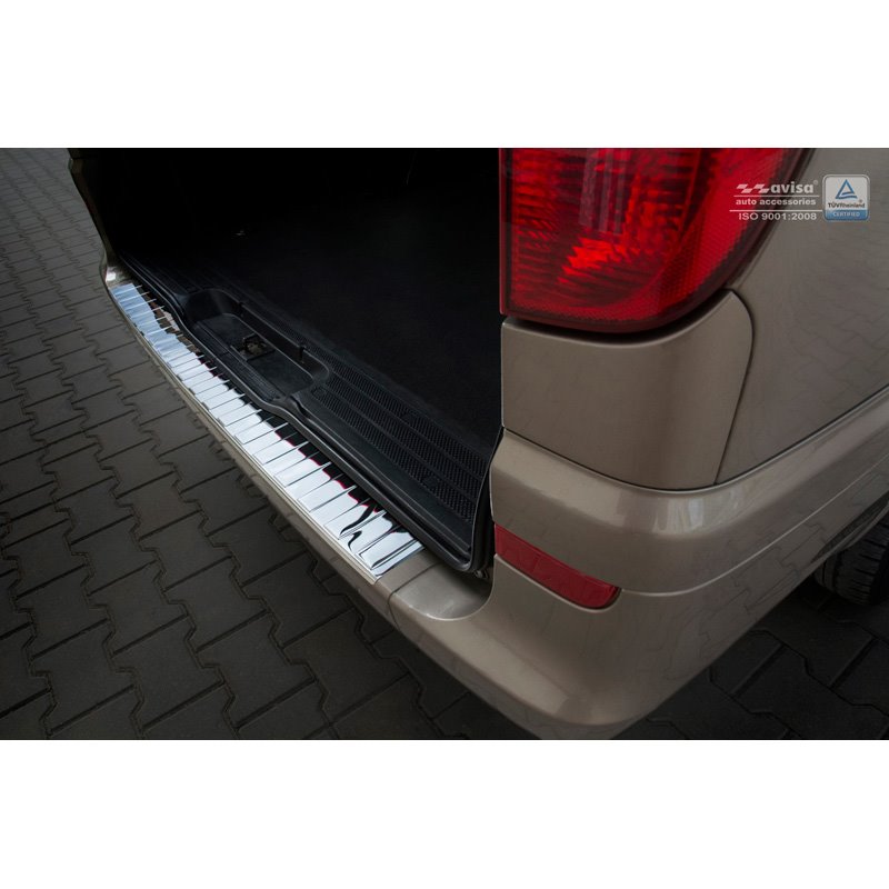 Protection de seuil arrière inox Chrome sur mesure pour Mercedes Vito / Viano 2003-2014 'Ribs'