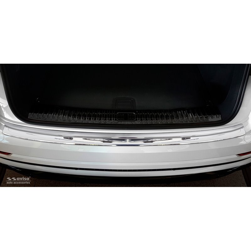Protection de seuil arrière inox Chrome sur mesure pour Audi Q8 2018- 'Ribs'