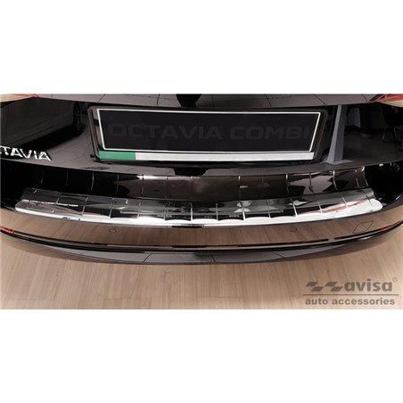 Protection de seuil arrière inox Chrome sur mesure pour Skoda Octavia IV Kombi 2020-2024 & FL 2024- Incl. RS 'Ribs' Protection de seuil arrière inox Chrome sur mesure pour Skoda Octavia IV Kombi 2020-2024 & FL 2024- Incl. RS 'Ribs'