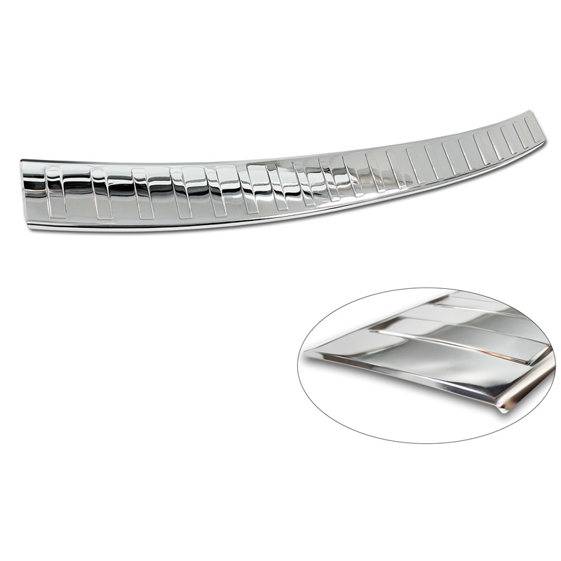 Protection de seuil arrière inox Chrome sur mesure pour Skoda Karoq Facelift incl. Sportline 2022- 'Ribs'