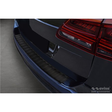Protection de seuil arrière inox noir mat sur mesure pour Seat Alhambra & Volkswagen Sharan II 2010- 'Ribs' Protection de seuil arrière inox noir mat sur mesure pour Seat Alhambra & Volkswagen Sharan II 2010- 'Ribs'