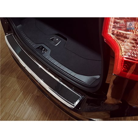 Protection de seuil arrière inox 'Deluxe' sur mesure pour Volvo XC60 2013-2016 Chromé/Carboné noir Protection de seuil arrière inox 'Deluxe' sur mesure pour Volvo XC60 2013-2016 Chromé/Carboné noir