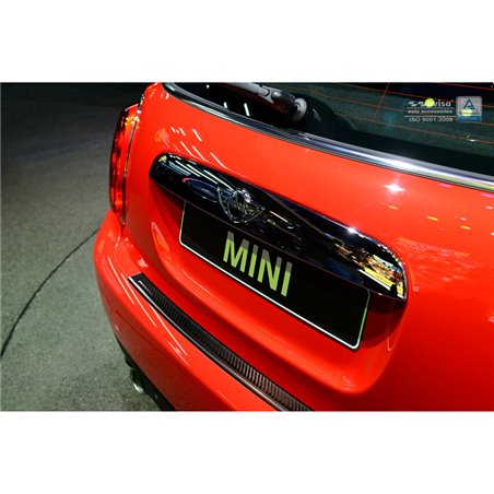 Protection de seuil arrière inox 'Deluxe' sur mesure pour Mini One/Cooper F56 3-portes 3/2014- Noir/Carboné noir Protection de seuil arrière inox 'Deluxe' sur mesure pour Mini One/Cooper F56 3-portes 3/2014- Noir/Carboné noir