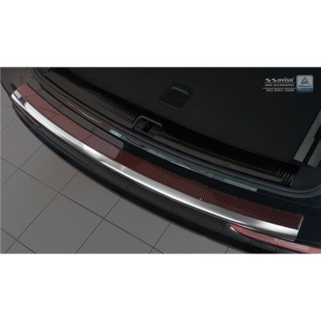Protection de seuil arrière inox 'Deluxe' sur mesure pour Audi Q5 2008-2016 Chromé/Carboné noir-rouge Protection de seuil arrière inox 'Deluxe' sur mesure pour Audi Q5 2008-2016 Chromé/Carboné noir-rouge