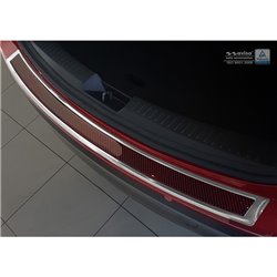 Protection de seuil arrière inox 'Deluxe' sur mesure pour Mazda CX-5 2014- Chromé/Carboné noir-rouge