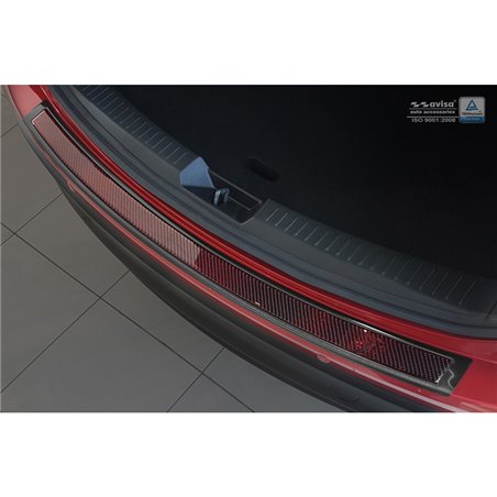 Protection de seuil arrière inox 'Deluxe' sur mesure pour Mazda CX-5 2014- Noir/Carboné noir-rouge Protection de seuil arrière inox 'Deluxe' sur mesure pour Mazda CX-5 2014- Noir/Carboné noir-rouge