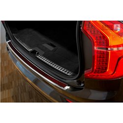 Protection de seuil arrière inox 'Deluxe' sur mesure pour Volvo XC90 2015 Chromé/Carboné noir-rouge