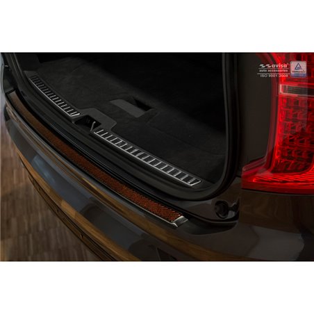 Protection de seuil arrière inox 'Deluxe' sur mesure pour Volvo XC90 2015- Noir/Carboné noir-rouge Protection de seuil arrière inox 'Deluxe' sur mesure pour Volvo XC90 2015- Noir/Carboné noir-rouge