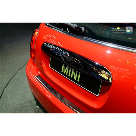 Protection de seuil arrière inox 'Deluxe' sur mesure pour Mini One/Cooper F56 3-portes 3/2014- Noir/Carboné noir-rouge Protection de seuil arrière inox 'Deluxe' sur mesure pour Mini One/Cooper F56 3-portes 3/2014- Noir/Carboné noir-rouge