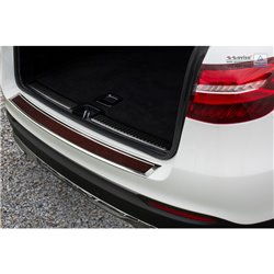 Protection de seuil arrière inox 'Deluxe' sur mesure pour Mercedes GLC 2015-2019 & FL 2019- Chromé/Carboné noir-rouge