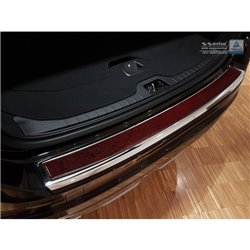 Protection de seuil arrière inox 'Deluxe' sur mesure pour Volvo XC60 2013-2016 Chromé/Carboné noir-rouge