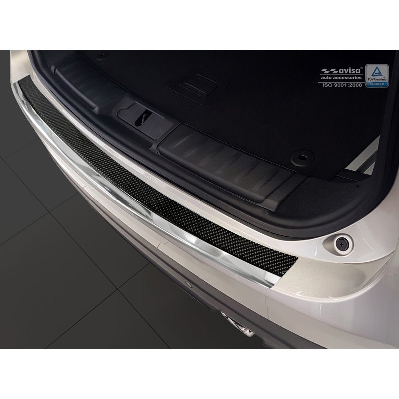 Protection de seuil arrière inox 'Deluxe' sur mesure pour Jaguar F-Pace 2016-2020 & FL 2020- Chromé/Carboné noir