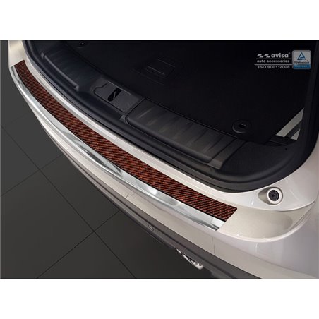 Protection de seuil arrière inox 'Deluxe' sur mesure pour Jaguar F-Pace 2016-2020 & FL 2020- Chromé/Carboné noir-rouge Protection de seuil arrière inox 'Deluxe' sur mesure pour Jaguar F-Pace 2016-2020 & FL 2020- Chromé/Carboné noir-rouge